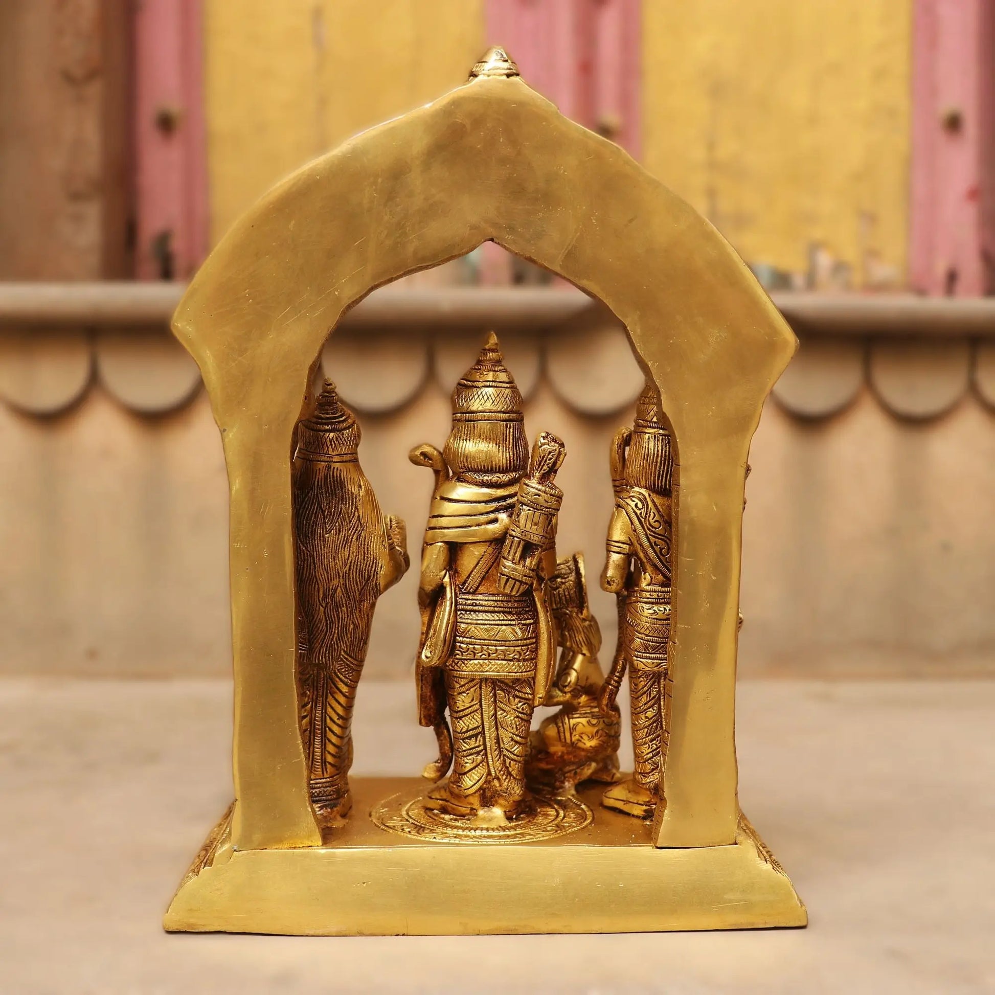 Brass Ramdarbar Idol With Prabhavali 12" - Craftview