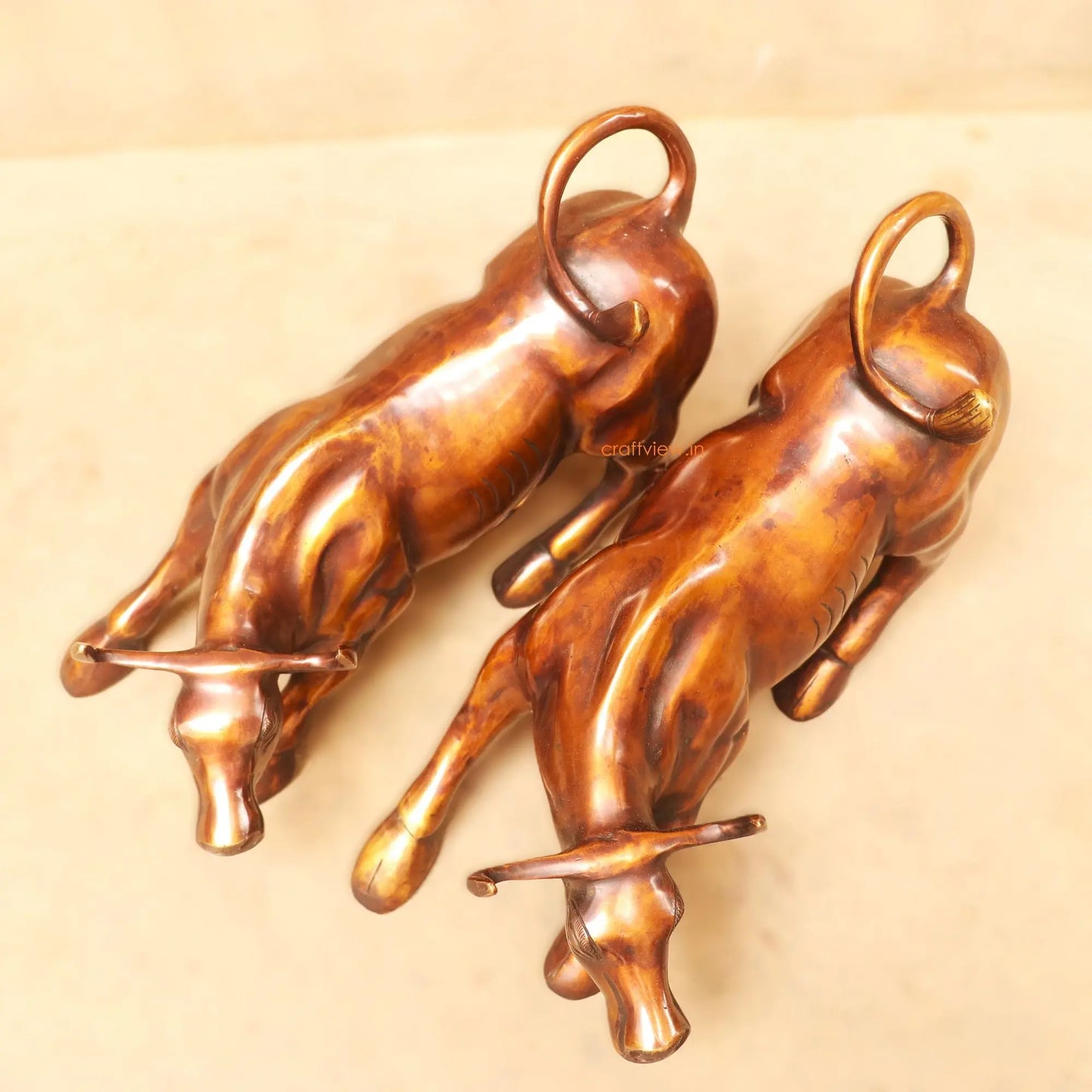 Brass Fighting Bull Animal Figurine Decorative Statues Craftsview