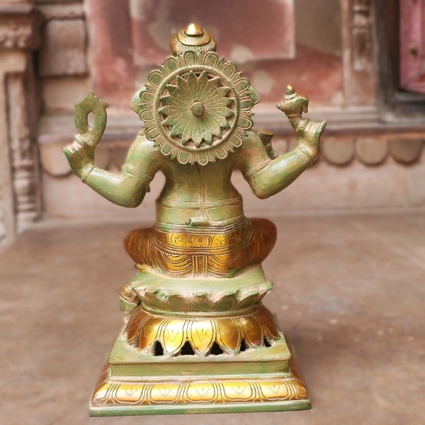 Brass Exquisite Ganesha Lakshmi Idols 2 Pieces Set 12" Craftsview