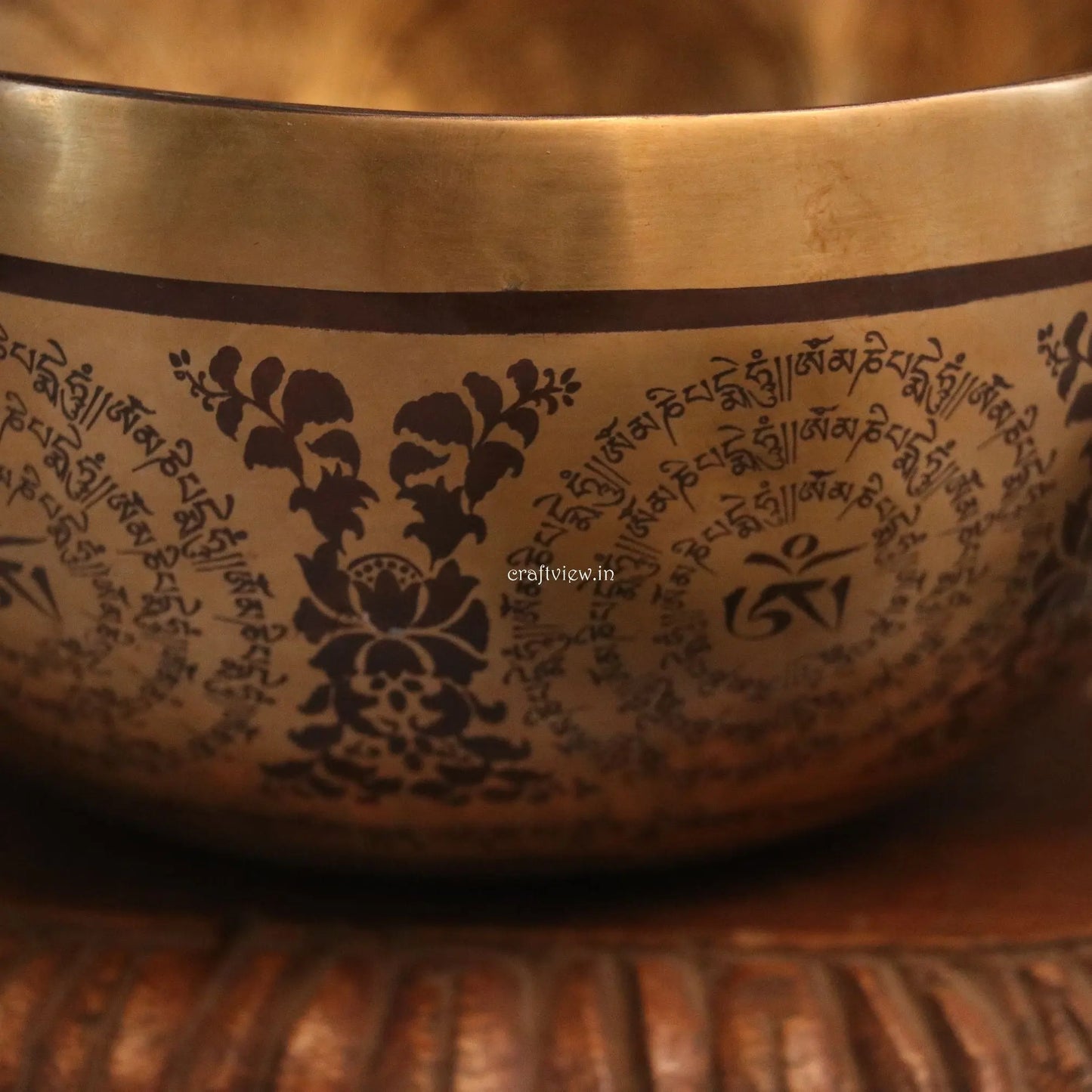 9.2" Green Tara Carving Singing Bowl Craftsview