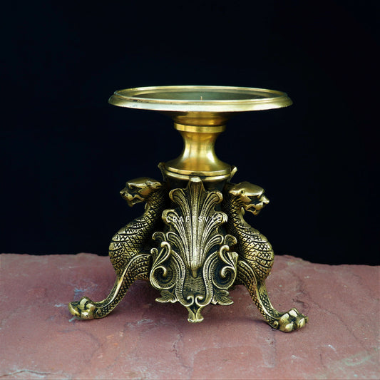 Brass Decor Candle Stand Figurine 7"
