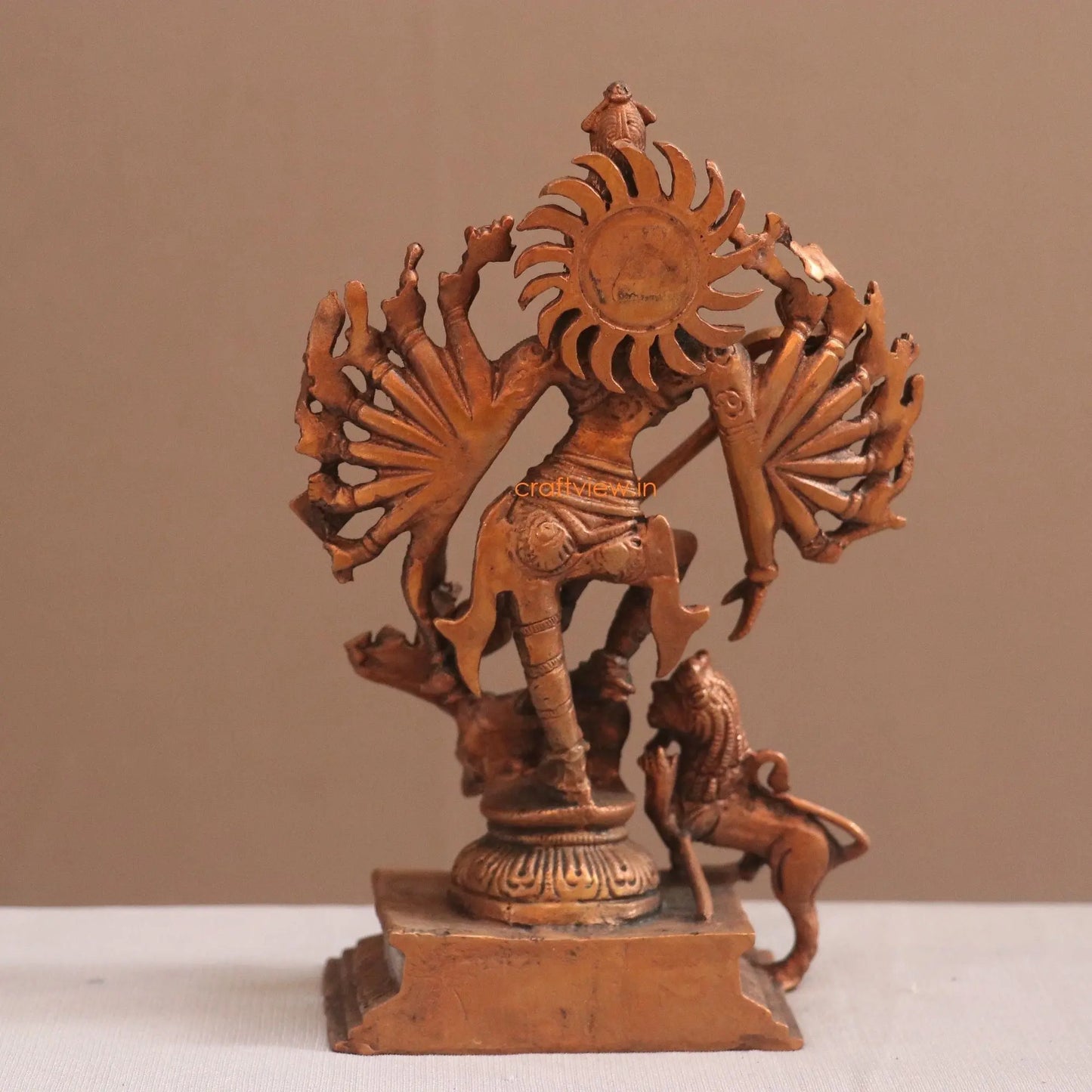 Pure Copper Mahisasur Mardini Durga Idol | Fine Craft | 19 CM - Craftview