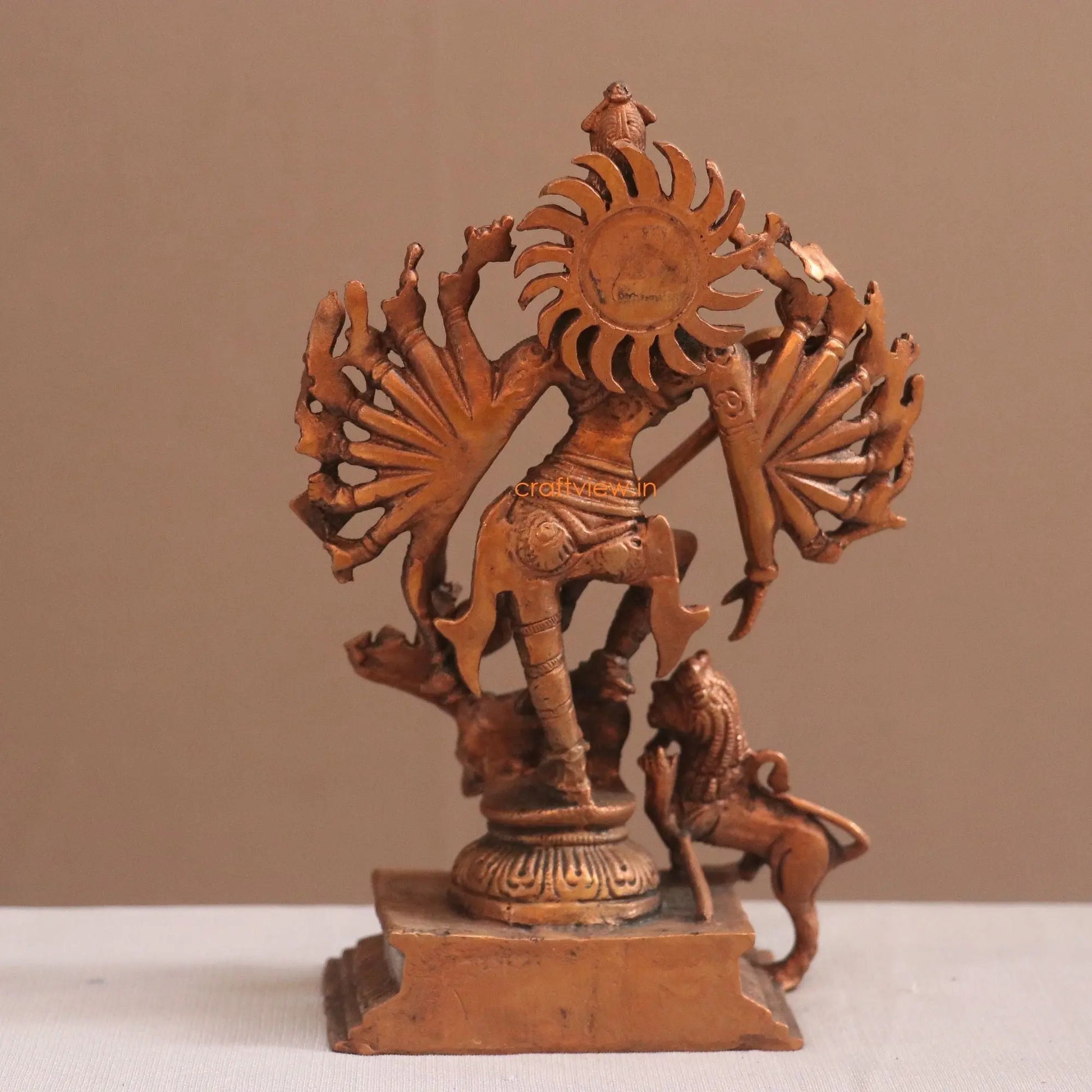 Pure Copper Mahisasur Mardini Durga Idol | Fine Craft | 19 CM - Craftview