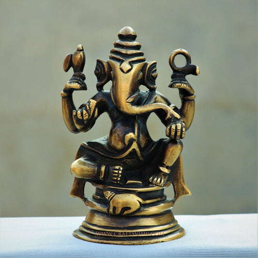 Brass Ganesh Statue 5"