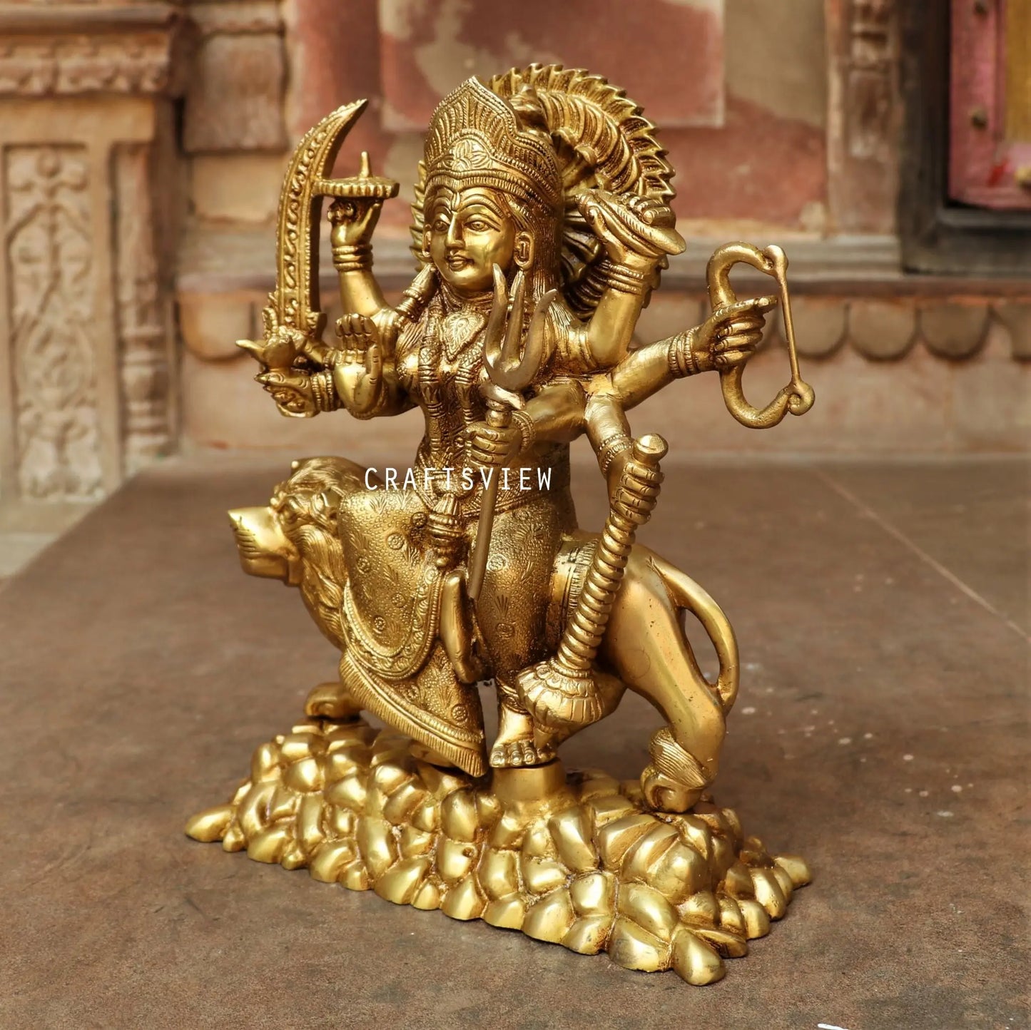 beautiful statue of Ma Sherawali Durga 12" Craftsview