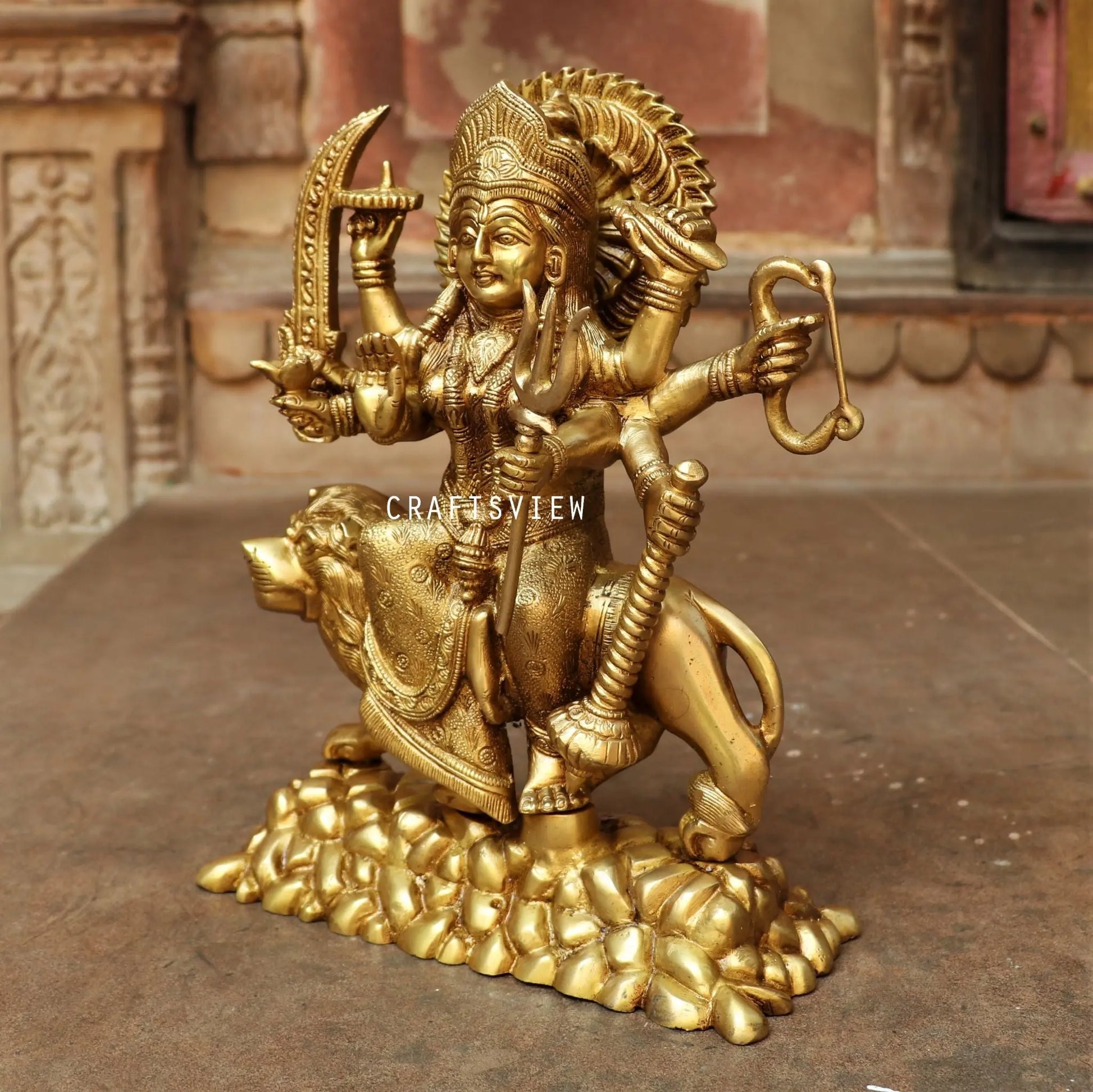 beautiful statue of Ma Sherawali Durga 12" Craftsview