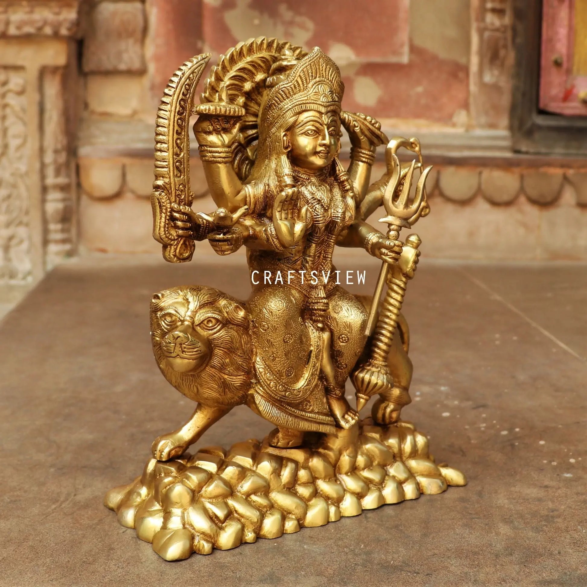 beautiful statue of Ma Sherawali Durga 12" Craftsview