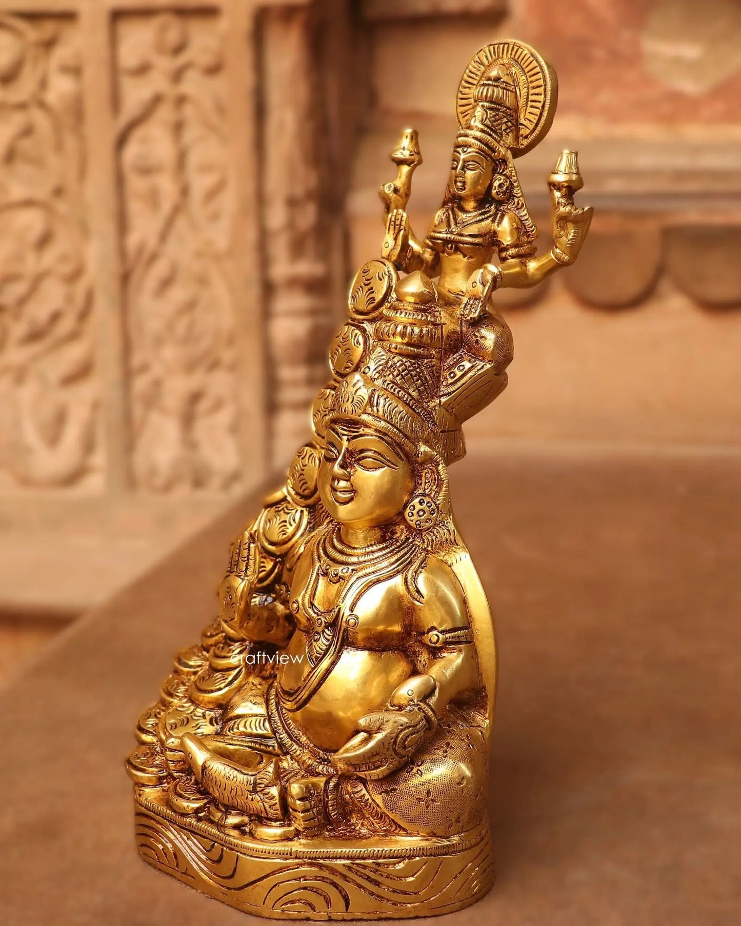 10.5" Kuber Lakshmi Brass Statue - Craftview