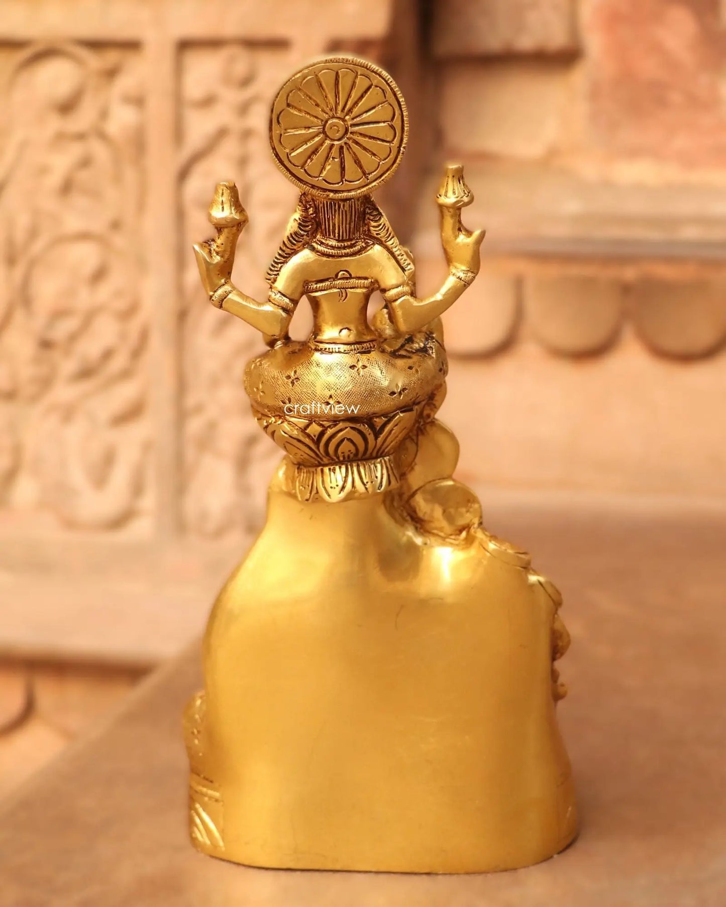 10.5" Kuber Lakshmi Brass Statue - Craftview