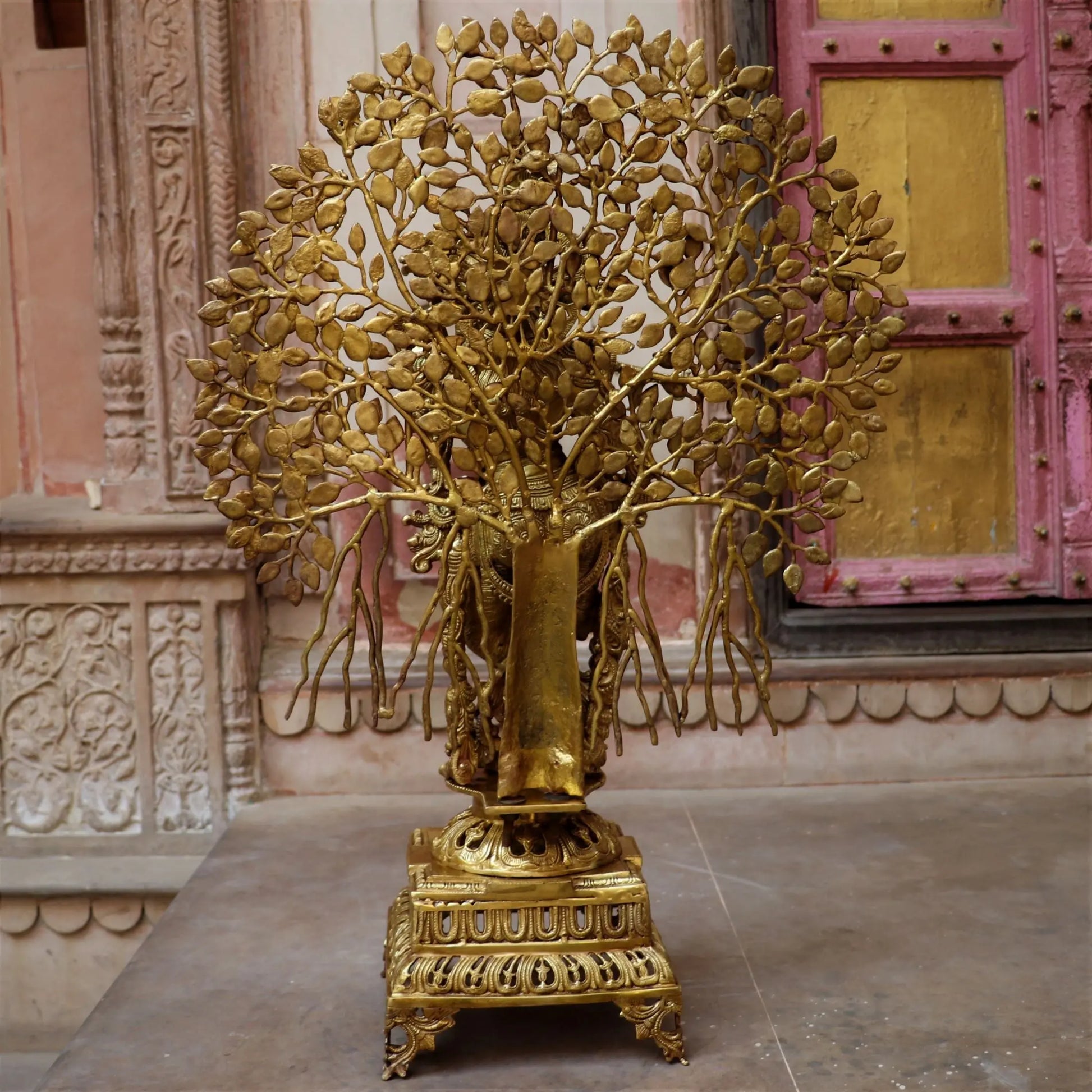 Brass Lord Krishna Statue With Tree craftsview
