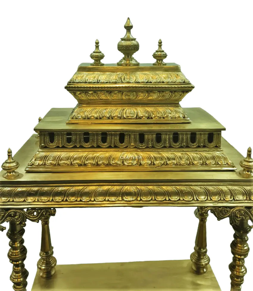 35" Unique Bronze Temple with Beautifully Handcrafted Pillars Craftsview