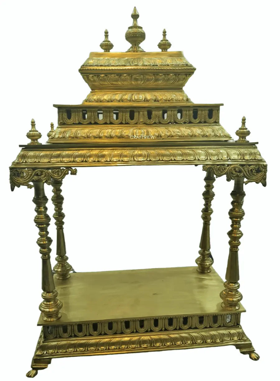 35" Unique Bronze Temple with Beautifully Handcrafted Pillars Craftsview