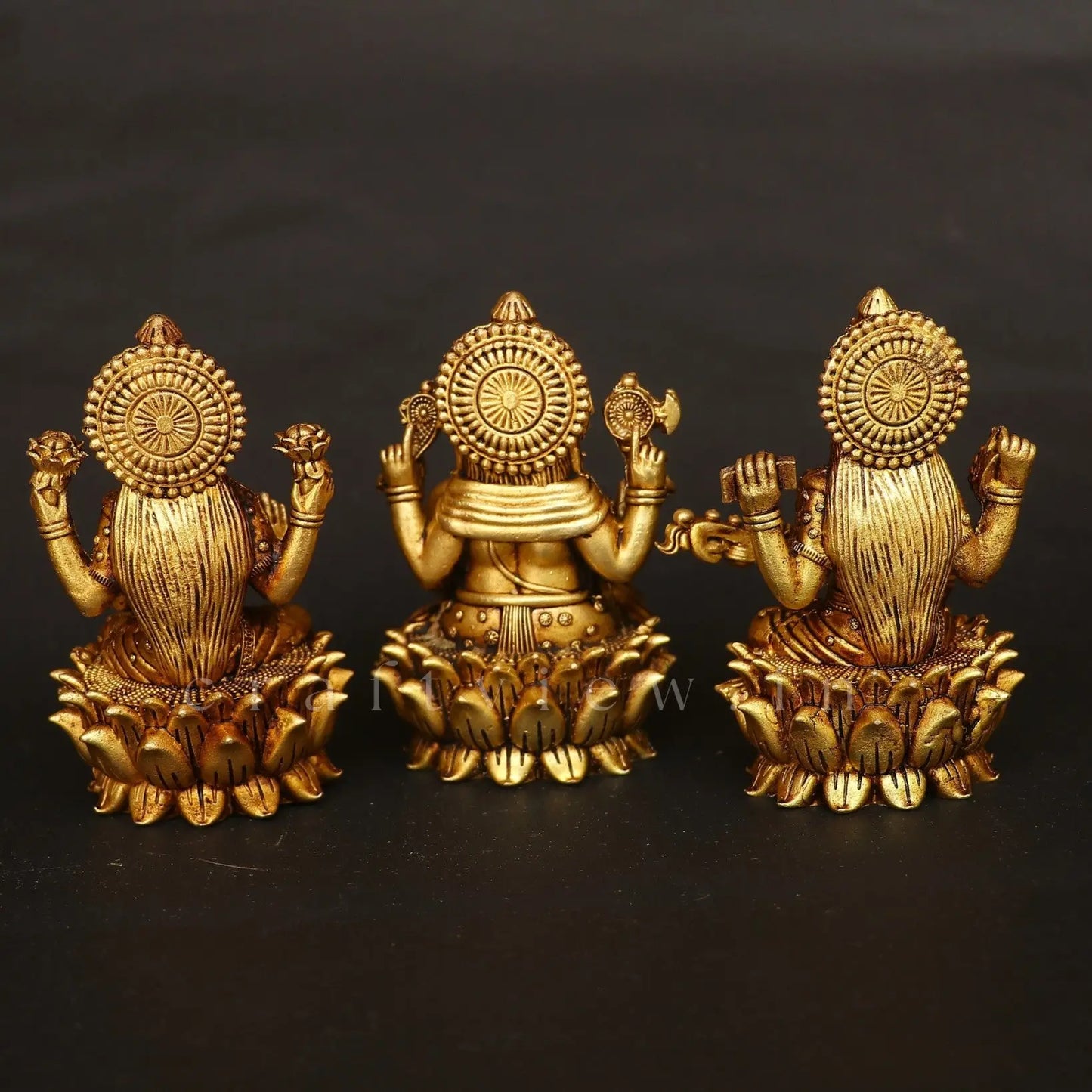 4" Superfine Ganesh Lakshmi Sarasvati Brass Idols Set of 3 Peace's - Craftview