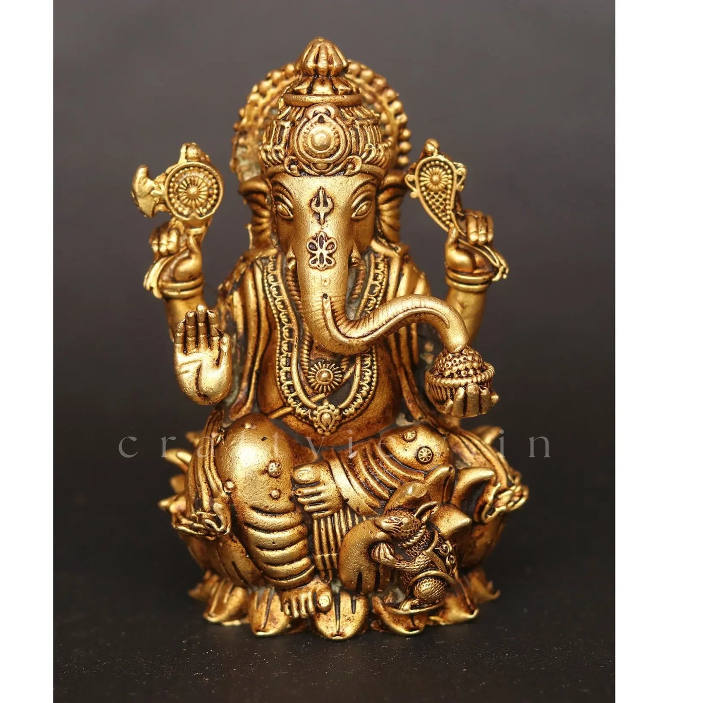 4" Superfine Ganesh Lakshmi Sarasvati Brass Idols Set of 3 Peace's - Craftview