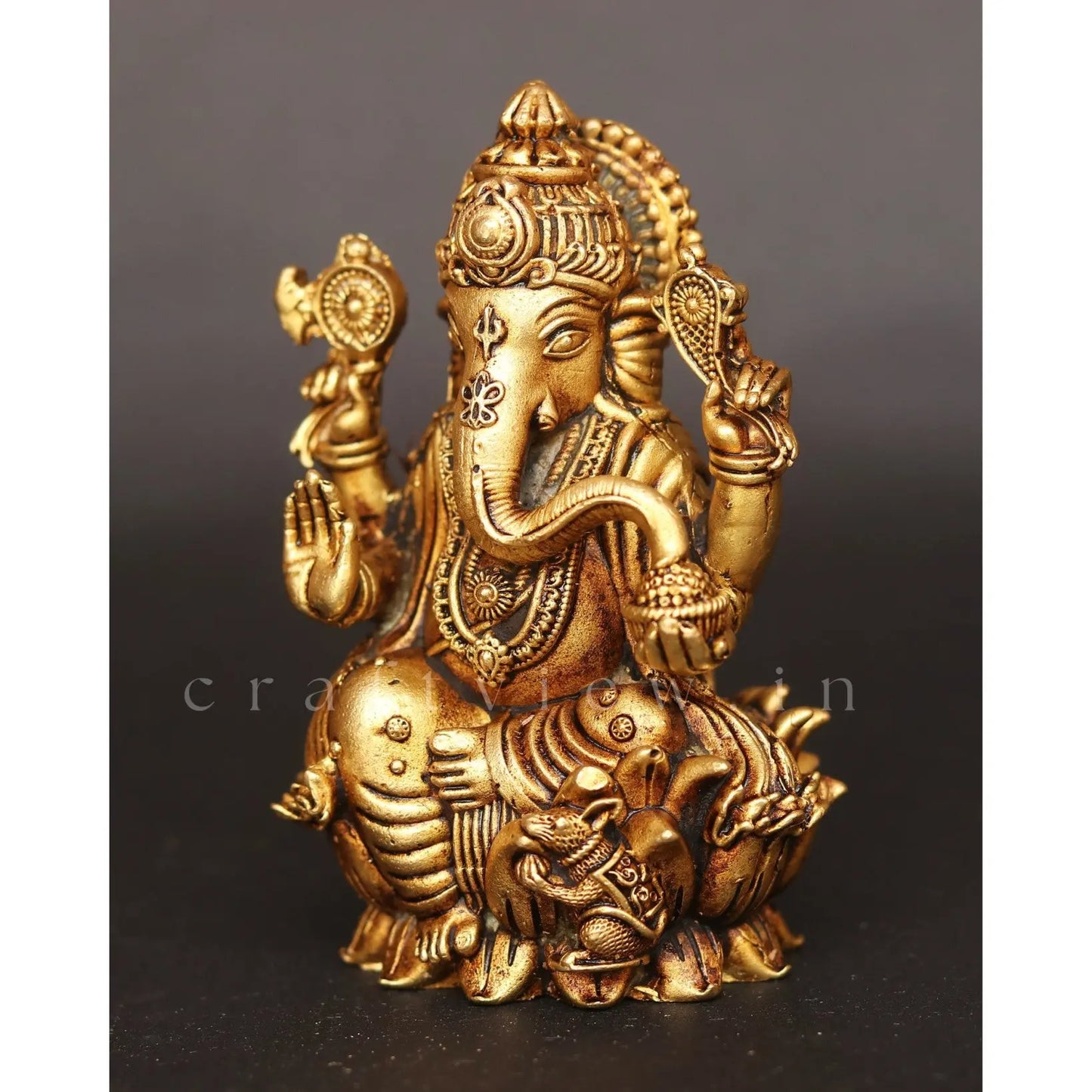 4" Superfine Ganesh Lakshmi Sarasvati Brass Idols Set of 3 Peace's - Craftview