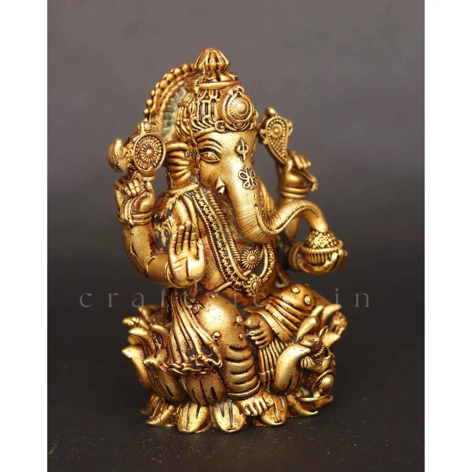4" Superfine Ganesh Lakshmi Sarasvati Brass Idols Set of 3 Peace's - Craftview