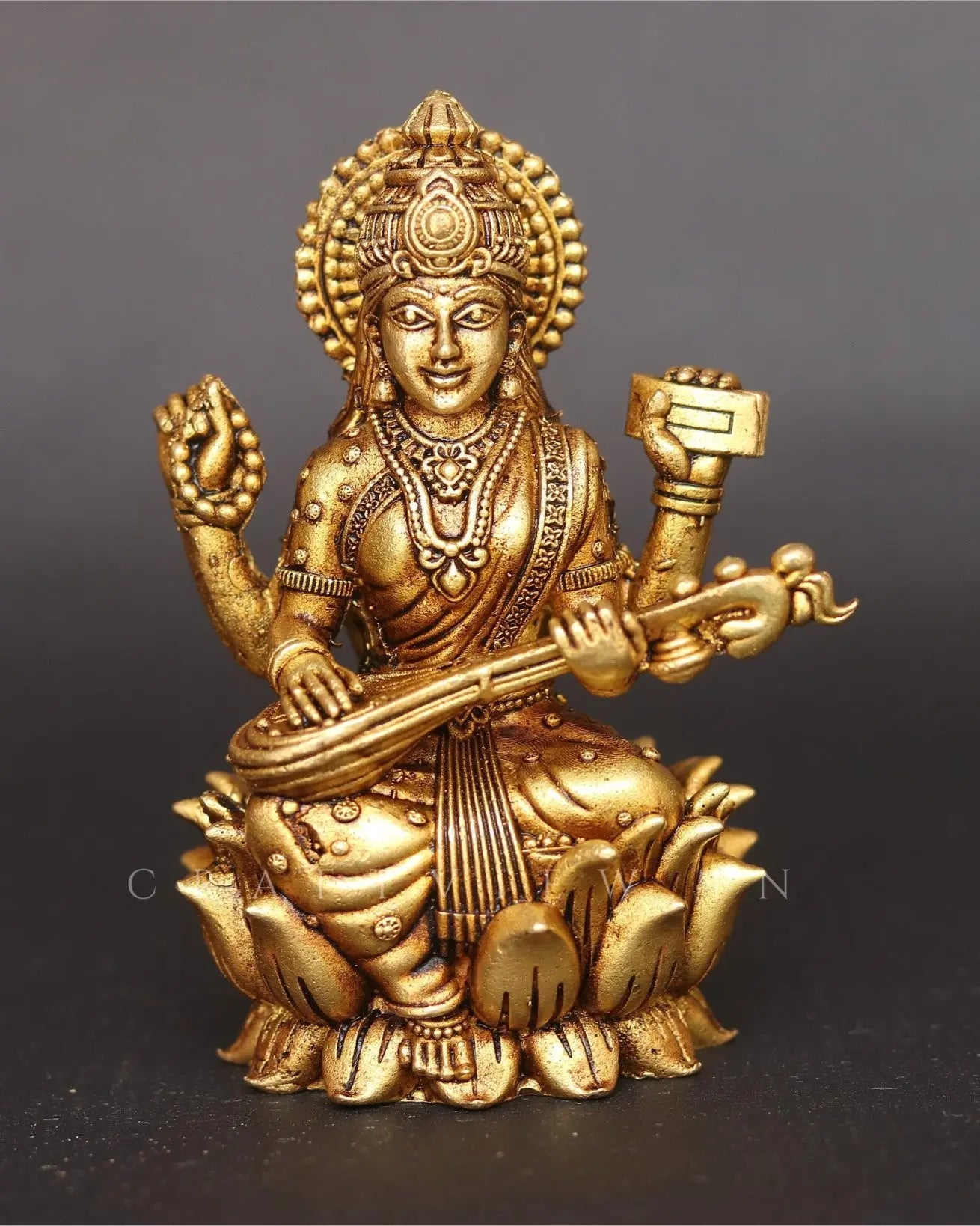 4" Superfine Ganesh Lakshmi Sarasvati Brass Idols Set of 3 Peace's - Craftview
