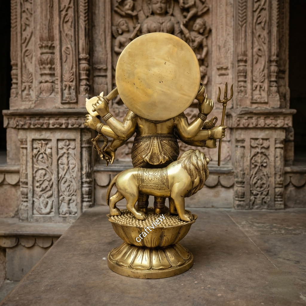 Lord Ganesha Eight Hand Brass Standing Statue. 24"