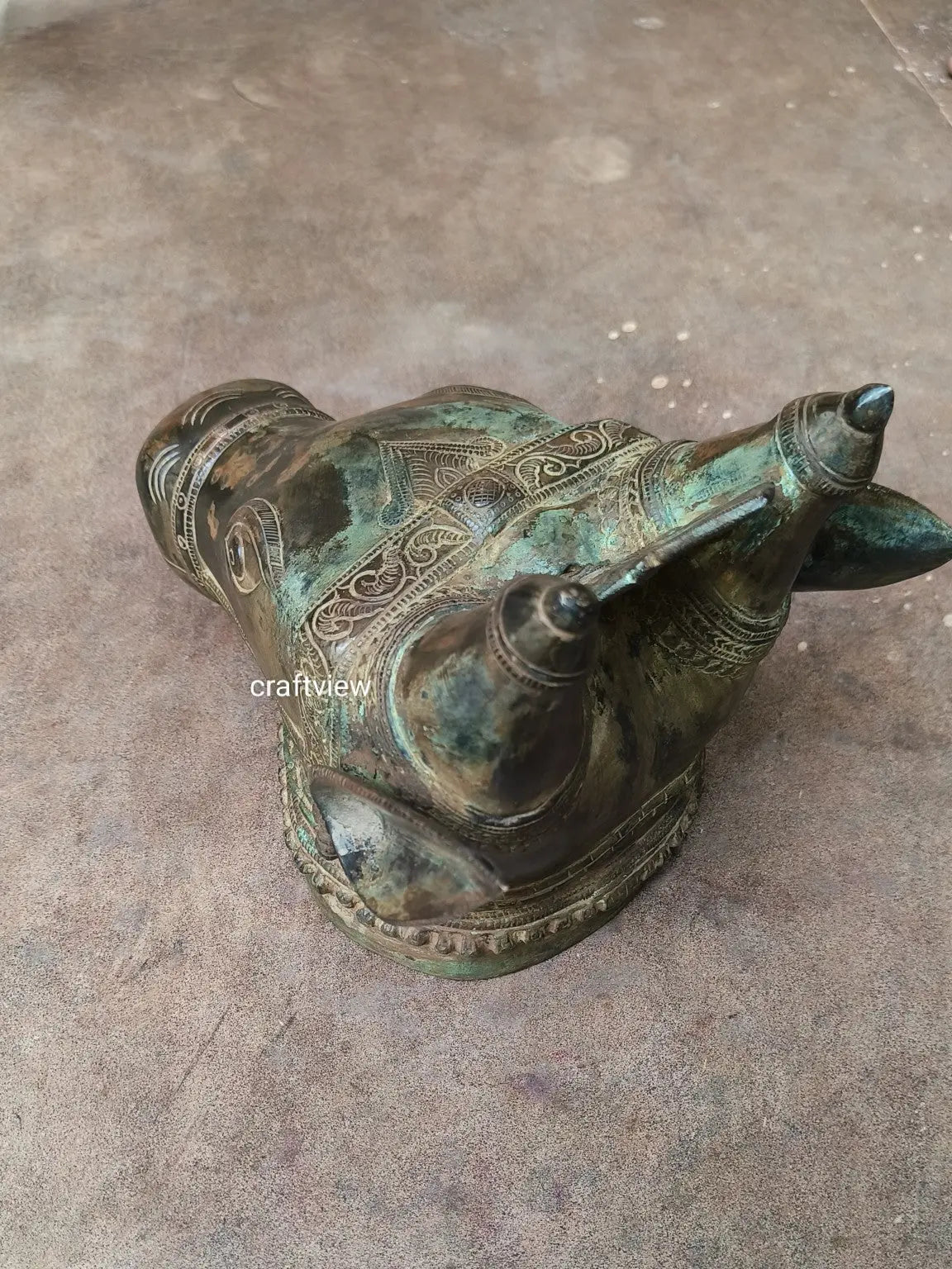 9" Brass Nandi Head Decor Wall Hanging Figurine Craftsview