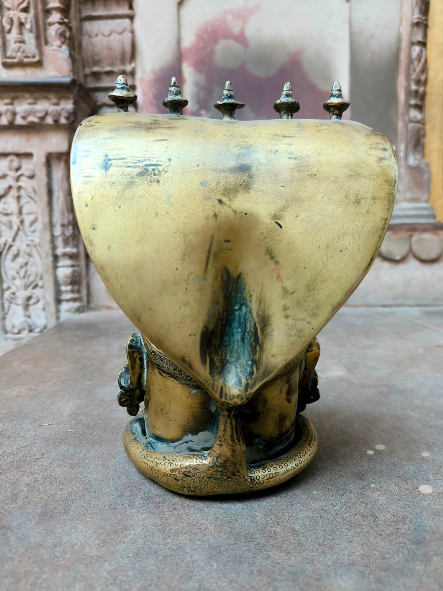 Brass Shiva Mukh lingam With Nagabharanam Table Decor