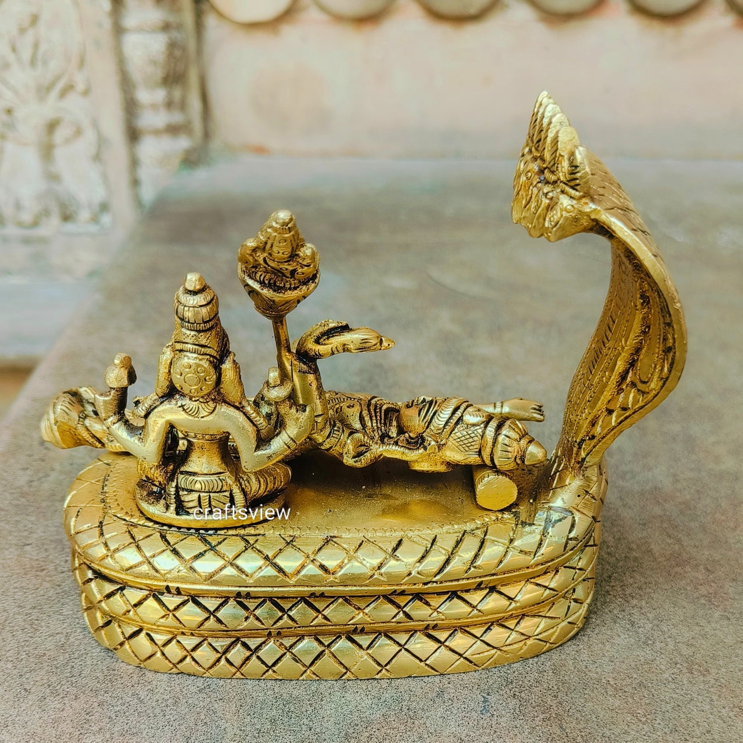 Brass Lord Vishnu Lakshmi Idol