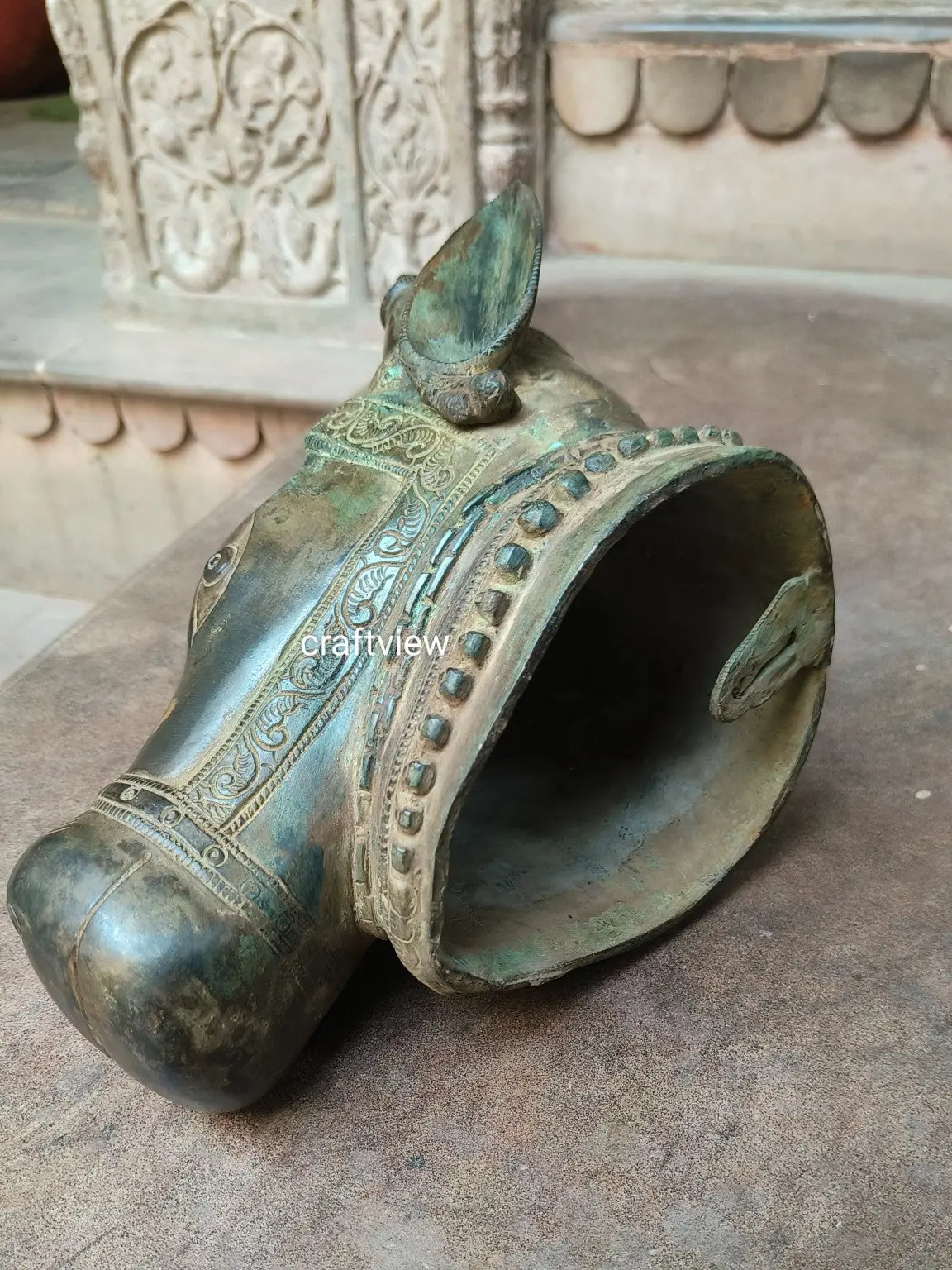 9" Brass Nandi Head Decor Wall Hanging Figurine Craftsview