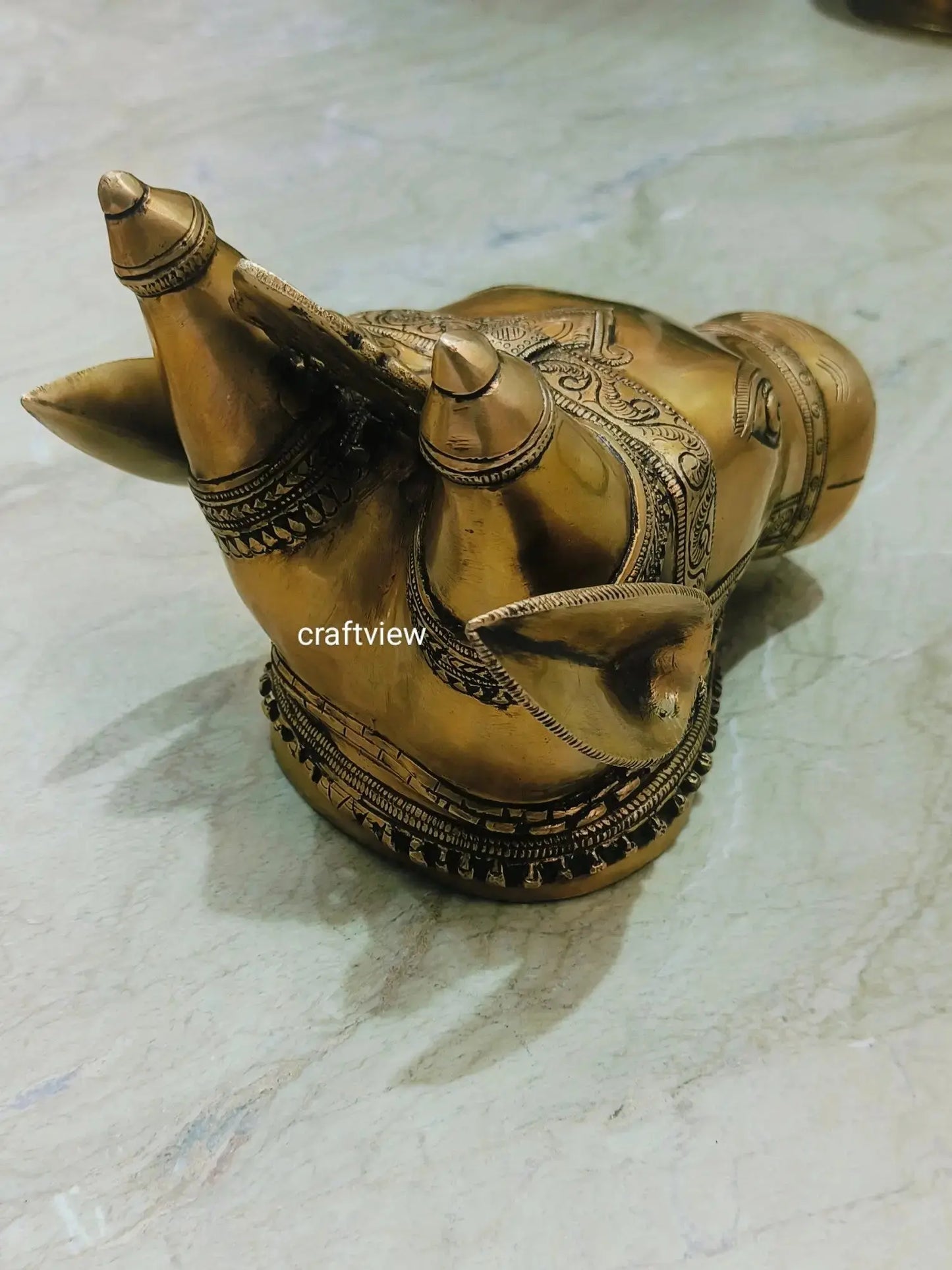 9" Brass Nandi Head Wall Hanging Figurine Craftsview