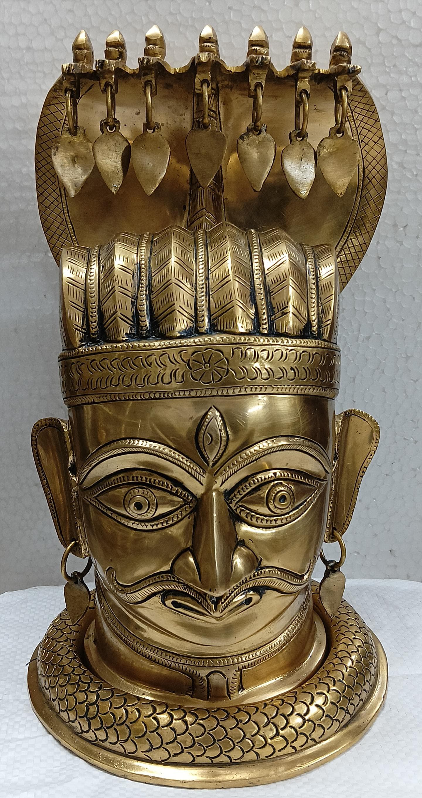 13"Brass Shiva Mukh lingam With Nagabharanam.