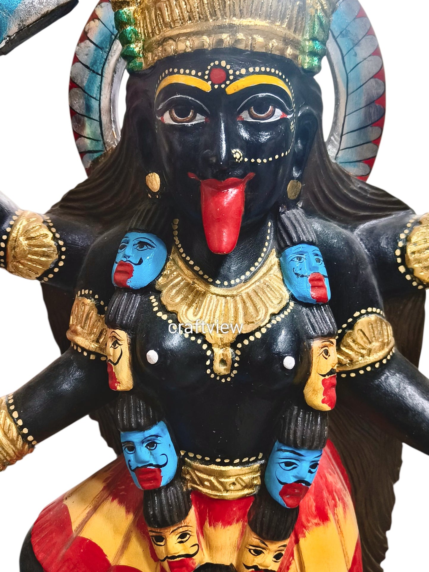 Exquisite Black Marble Kali Handcrafted Statue 30"