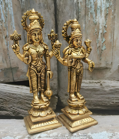 8" Lakshmi Vishnu Chola Statues.