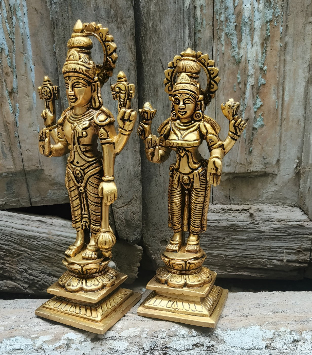 8" Lakshmi Vishnu Chola Statues.