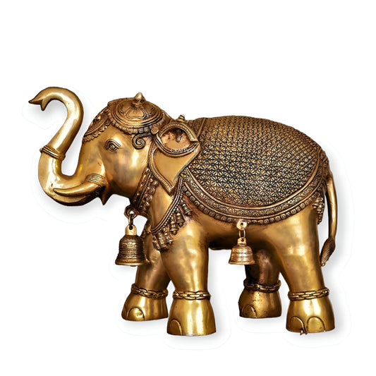 Brass Animal Elephant Sculpture 19"