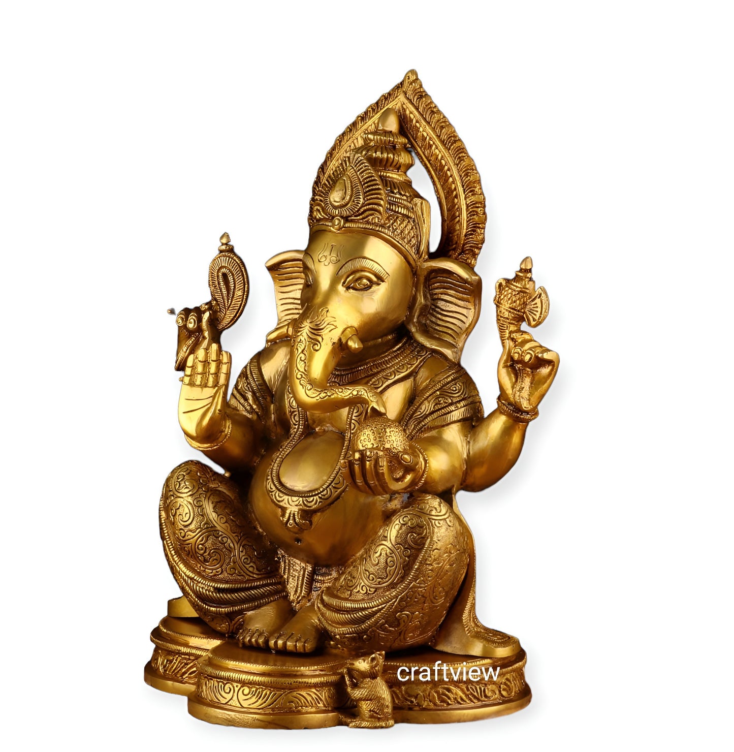 Brass Ganesha Sculpture 15"