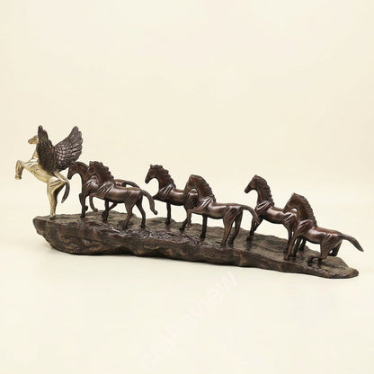 7 Galloping Horses | Brass Décor Sculpture