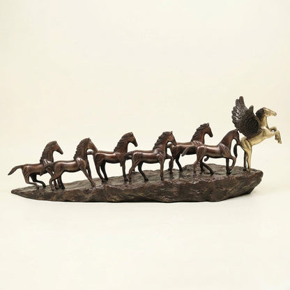 7 Galloping Horses | Brass Décor Sculpture
