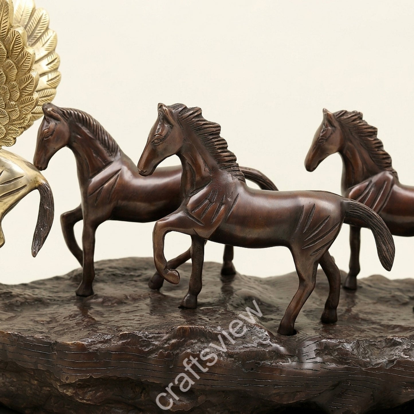7 Galloping Horses | Brass Décor Sculpture