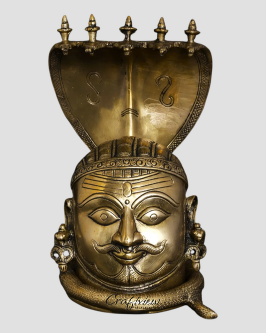 9.5" Brass Shiva Mukhlingam With Nagabharanam Table Decor