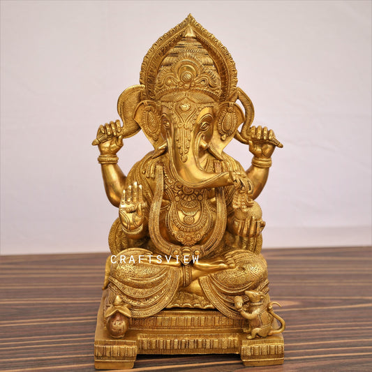 Brass Ganesha Statue Golden Finished