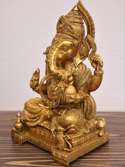 Brass Ganesha Statue Golden Finished