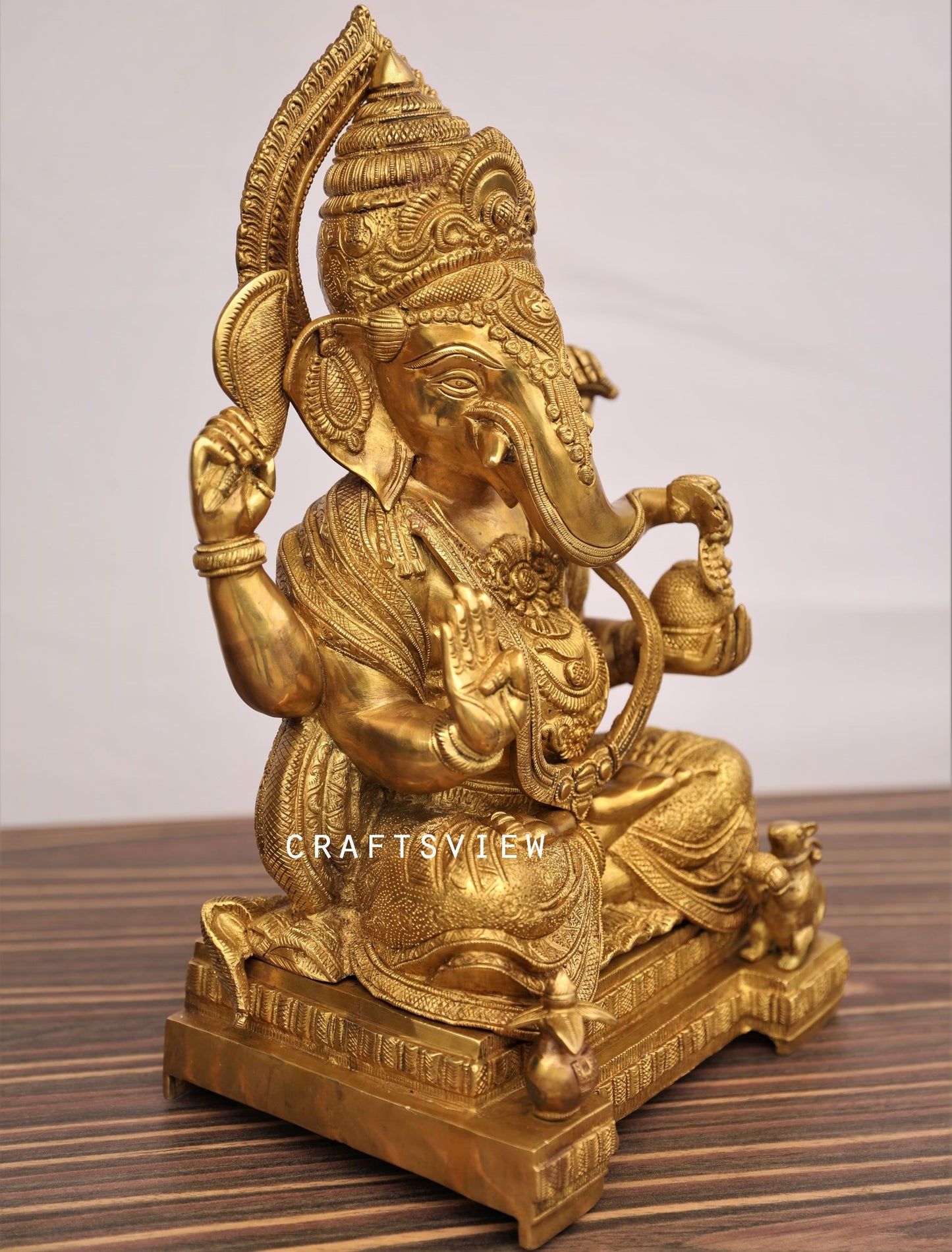 Brass Ganesha Statue Golden Finished