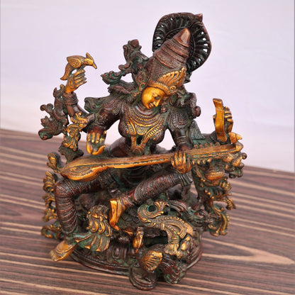 Brass Saraswati Chola Statue Fine Carving