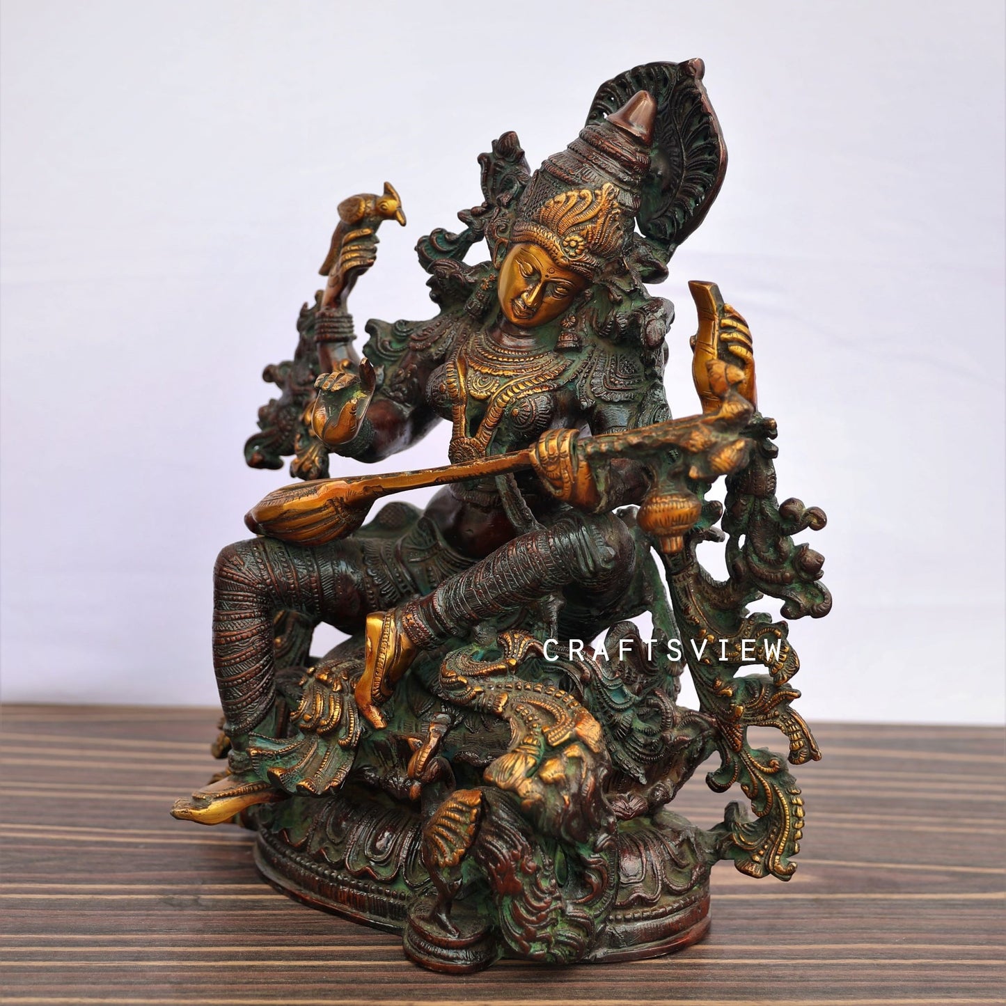 Brass Saraswati Chola Statue Fine Carving