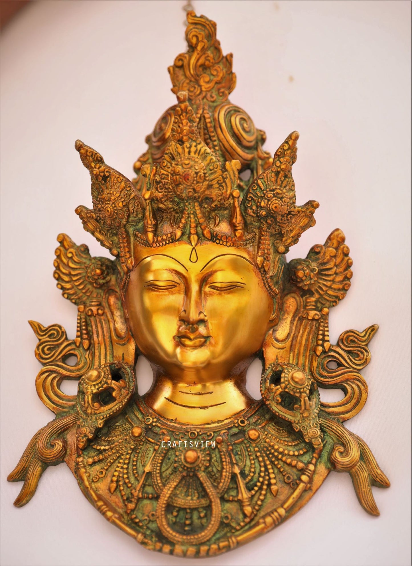 Brass Goddess Tara Mask Decor Wall Ascents 16"