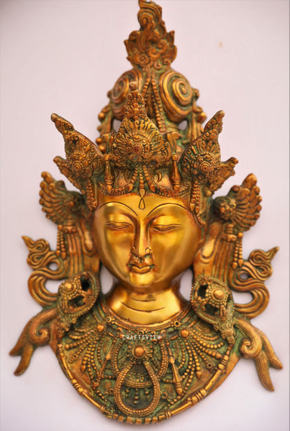 Brass Goddess Tara Mask Decor Wall Ascents 16"