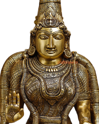 30" Brass Padmavati Goddess Lakshmi Sculpture | Handmade Superfine Crafted By Artist