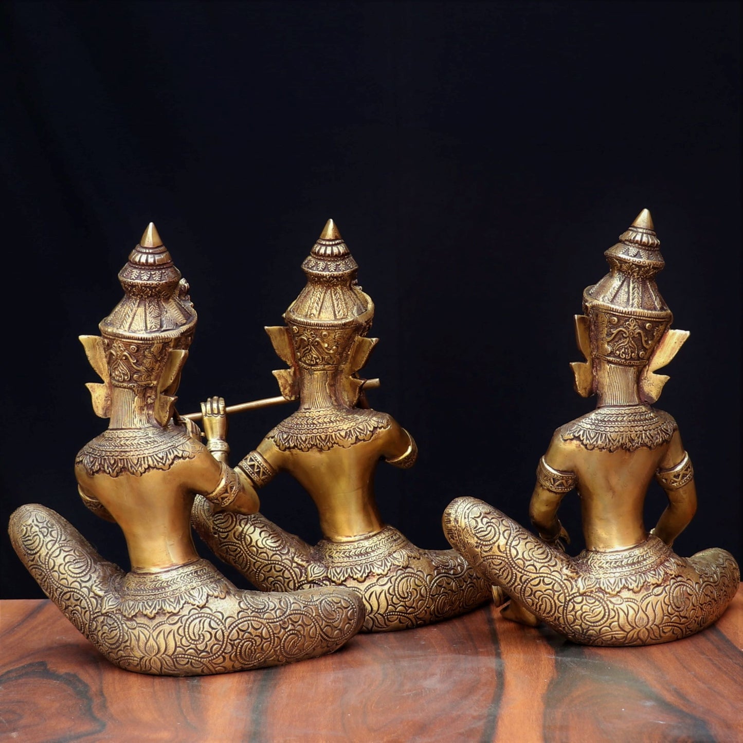 Brass Decor Musicians Figurine Set of 3 Peace 12"