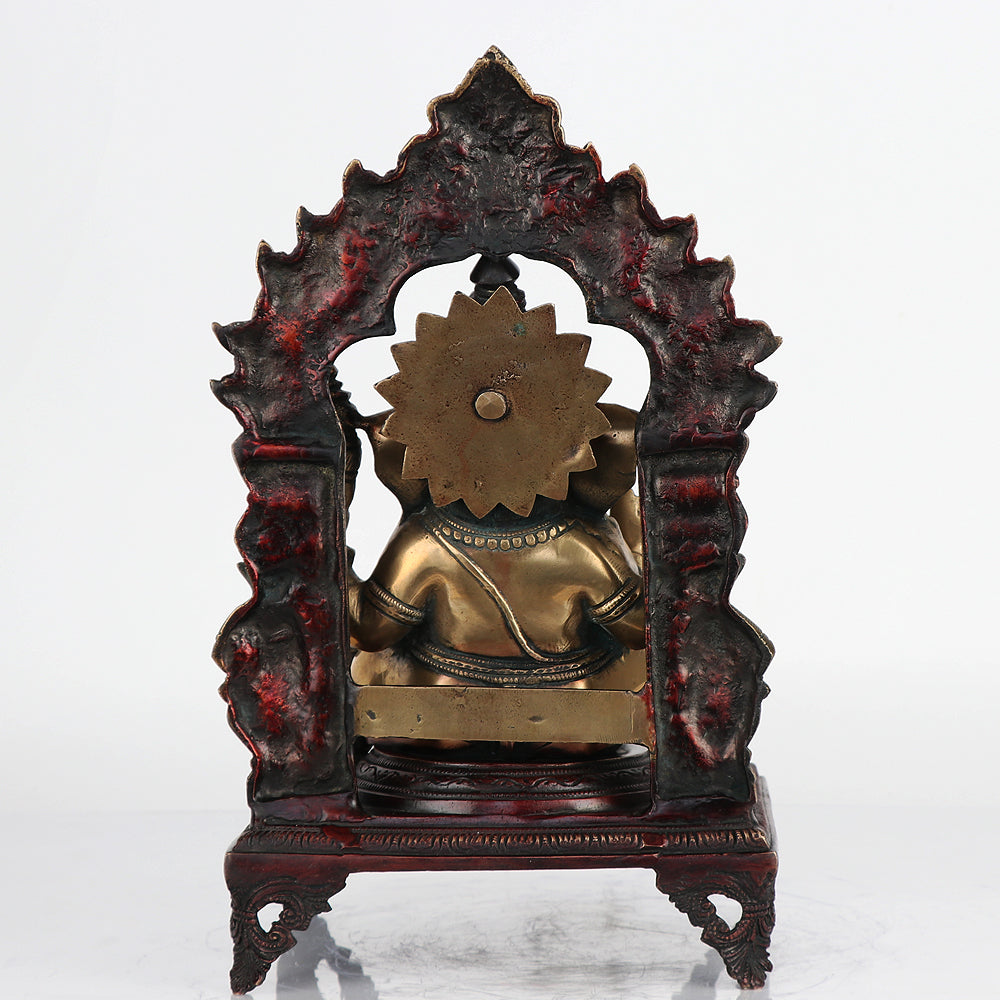 Brass Ganesh Statue with Frame 17"