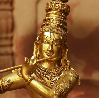23"Brass Krishna Idol | Original Piece