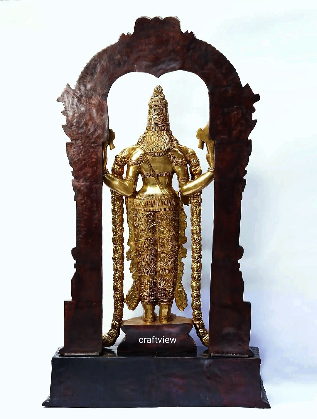 86" Super Large Tirupati Balaji (Venkateshvara) with Kirtimukha Throne | Brass Sculpture Super fine