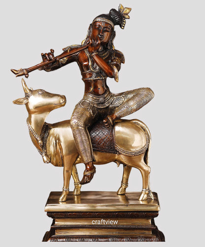 Brass Beautiful Lord Krishna Idol Superfine Crafted by Artist 21"